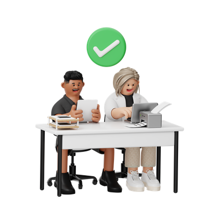 Femme et homme travaillant au bureau  3D Icon