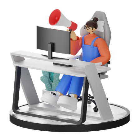 Femme faisant du marketing  3D Illustration