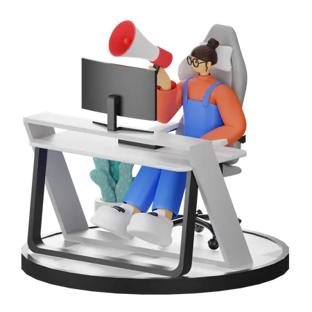 Femme faisant du marketing  3D Illustration