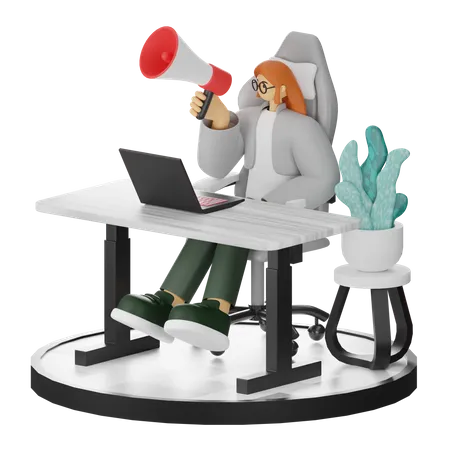 Femme faisant du marketing  3D Illustration