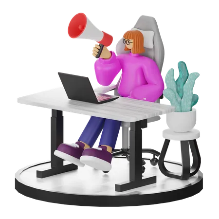 Femme faisant du marketing  3D Illustration