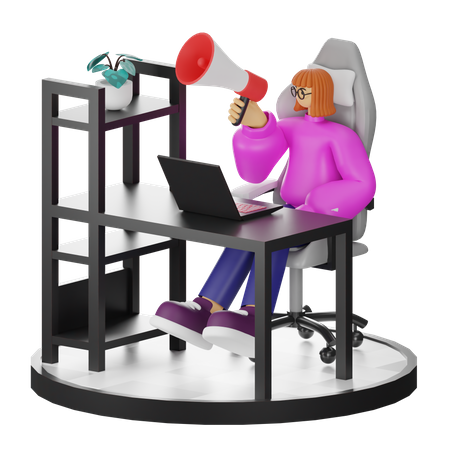 Femme faisant du marketing  3D Illustration