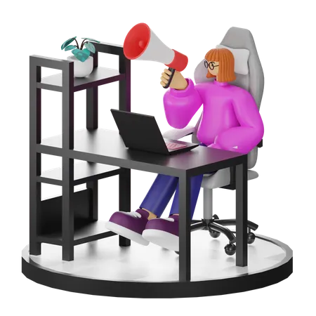 Femme faisant du marketing  3D Illustration