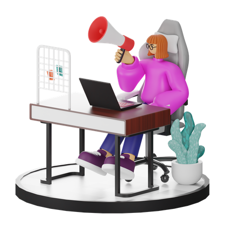 Femme faisant du marketing  3D Illustration