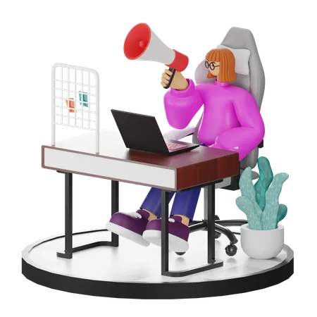 Femme faisant du marketing  3D Illustration