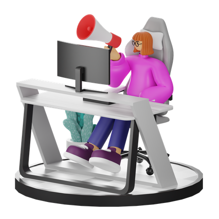 Femme faisant du marketing  3D Illustration