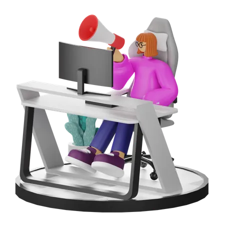 Femme faisant du marketing  3D Illustration