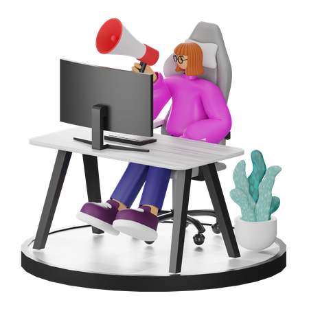 Femme faisant du marketing  3D Illustration