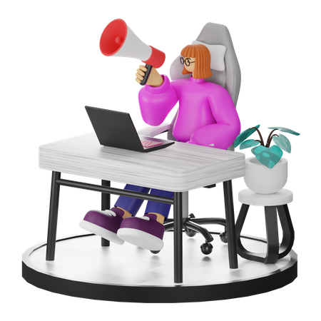 Femme faisant du marketing  3D Illustration