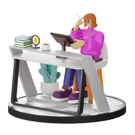 Femme faisant une recherche créative  3D Illustration