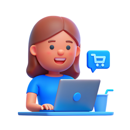 Femme faisant des achats en ligne  3D Icon