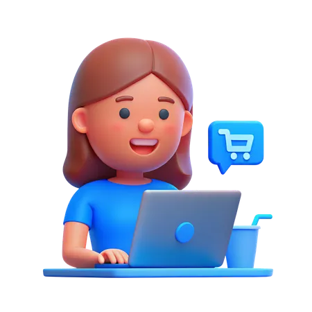 Femme faisant des achats en ligne  3D Icon