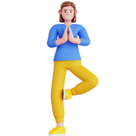 Femme faisant des exercices de yoga  3D Icon