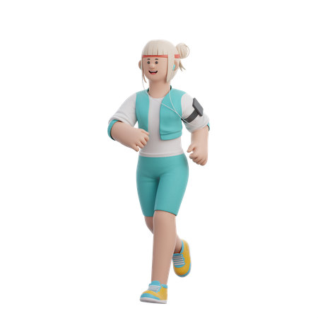 Femme faisant du jogging  3D Illustration