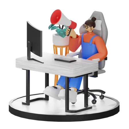 Femme faisant du marketing  3D Illustration