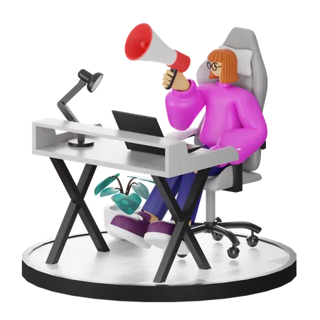 Femme faisant du marketing  3D Illustration