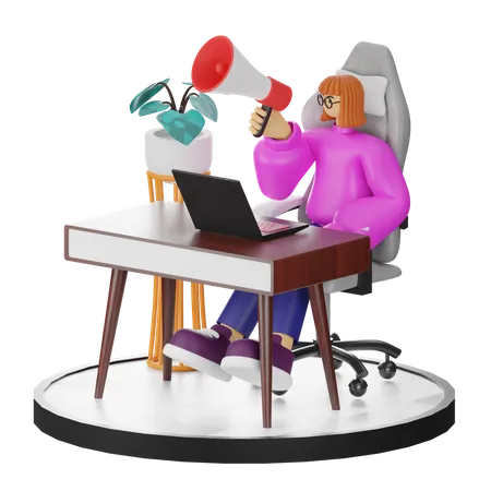 Femme faisant du marketing  3D Illustration