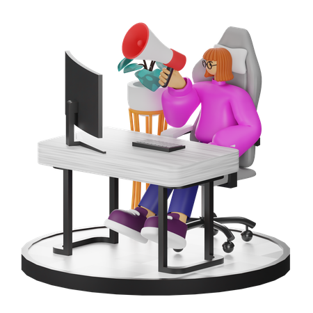 Femme faisant du marketing  3D Illustration