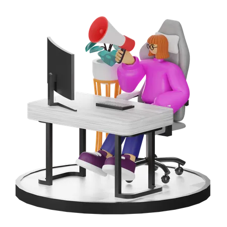 Femme faisant du marketing  3D Illustration