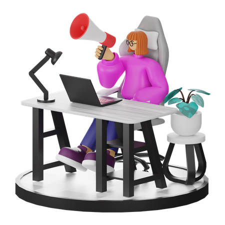 Femme faisant du marketing  3D Illustration