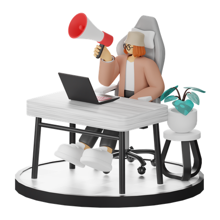 Femme faisant du marketing  3D Illustration