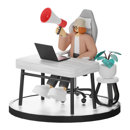 Femme faisant du marketing  3D Illustration