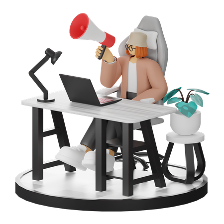 Femme faisant du marketing  3D Illustration