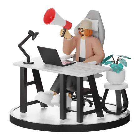 Femme faisant du marketing  3D Illustration