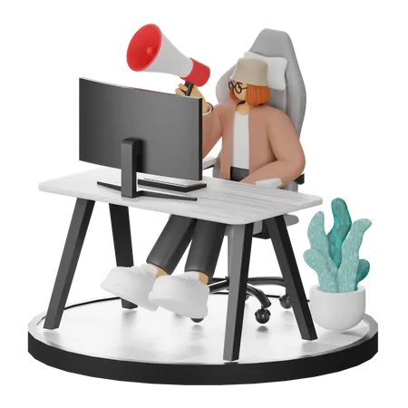 Femme faisant du marketing  3D Illustration