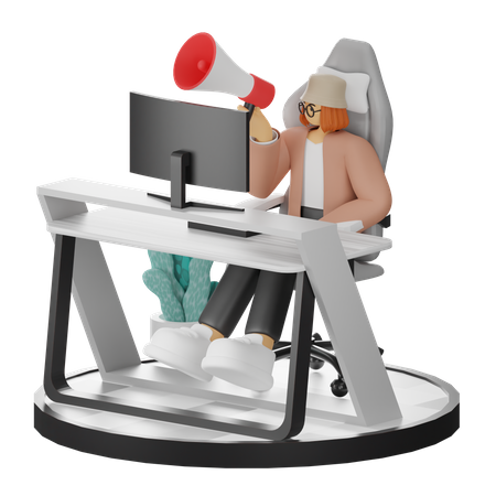 Femme faisant du marketing  3D Illustration