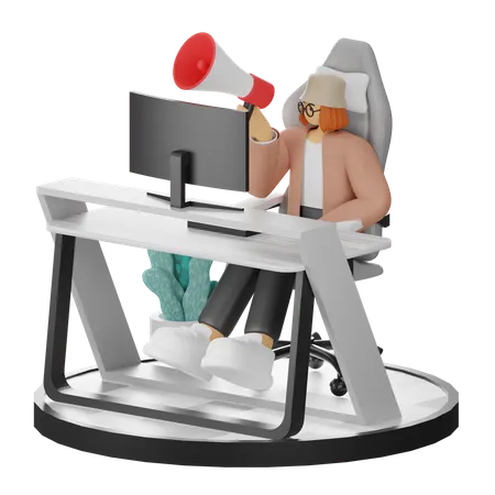 Femme faisant du marketing  3D Illustration