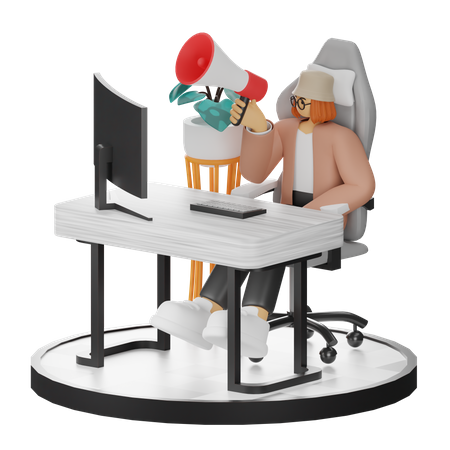 Femme faisant du marketing  3D Illustration