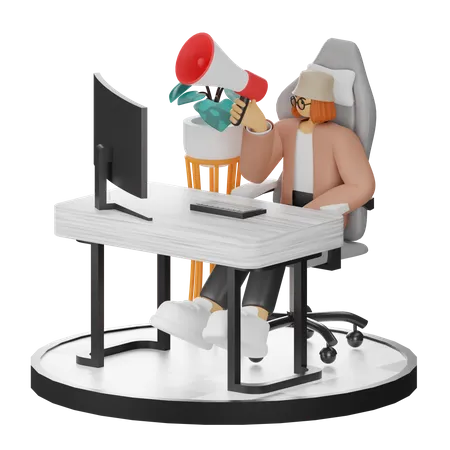 Femme faisant du marketing  3D Illustration