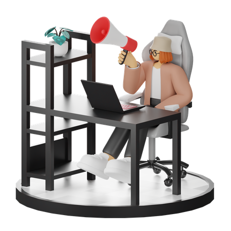 Femme faisant du marketing  3D Illustration