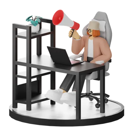 Femme faisant du marketing  3D Illustration