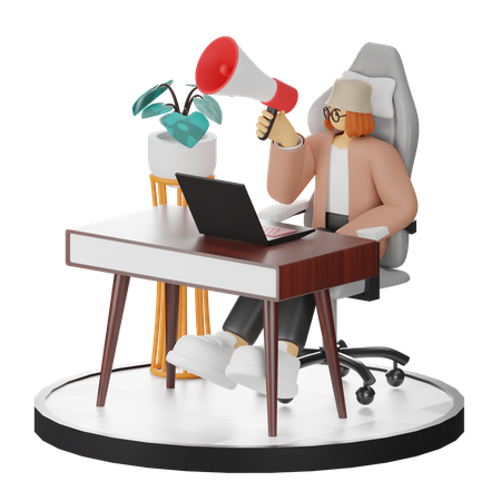 Femme faisant du marketing  3D Illustration