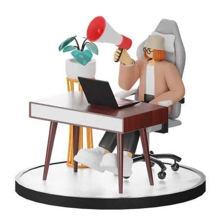 Femme faisant du marketing  3D Illustration