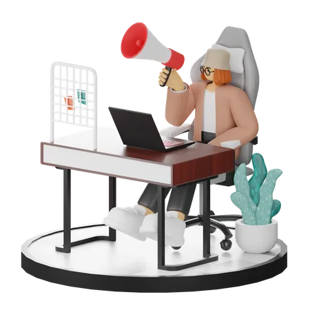 Femme faisant du marketing  3D Illustration