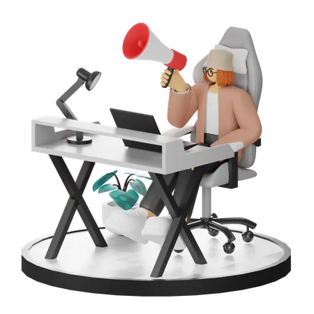 Femme faisant du marketing  3D Illustration