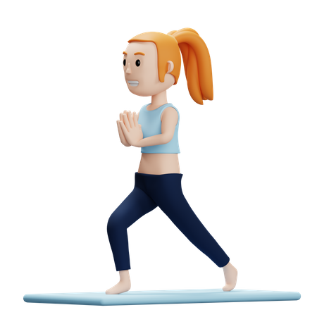 Femme faisant la pose de yoga guerrier  3D Icon