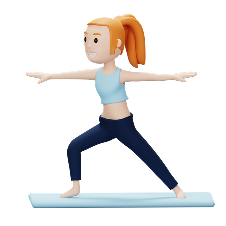 Femme faisant la pose de yoga guerrier  3D Icon