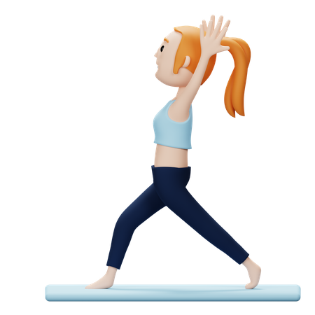 Femme faisant la pose de yoga guerrier  3D Icon