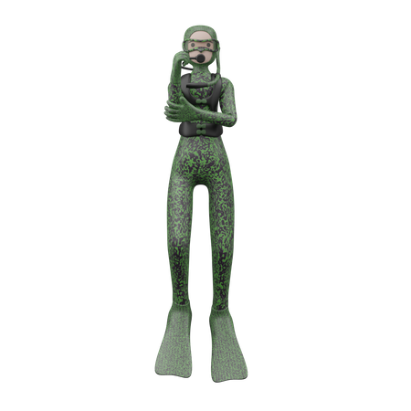 Femme faisant de la plongée sous-marine  3D Illustration