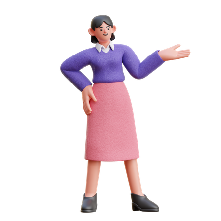 Présentation Femme faisant  3D Illustration