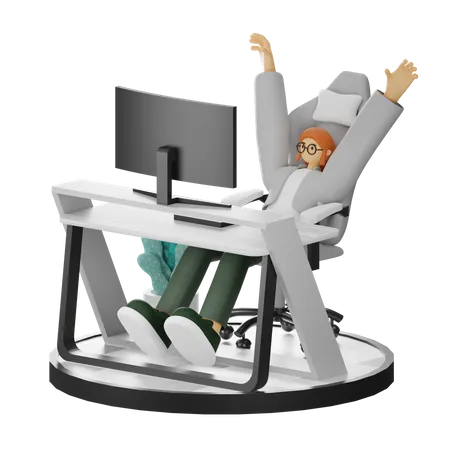 Femme se relaxant après le travail  3D Illustration