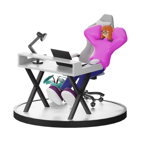 Femme se relaxant après le travail  3D Illustration