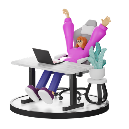 Femme se relaxant après le travail  3D Illustration