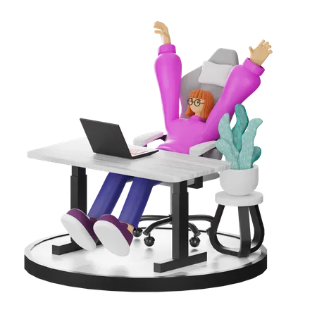 Femme se relaxant après le travail  3D Illustration