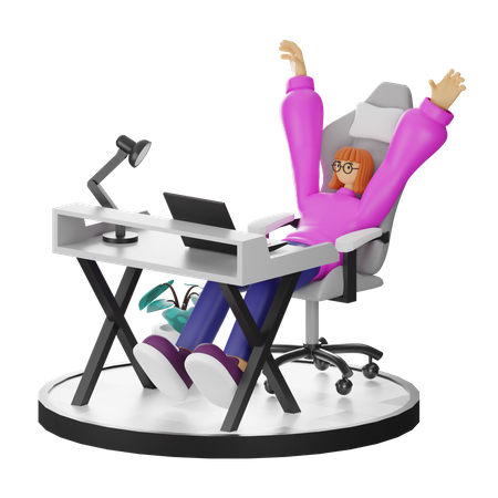 Femme se relaxant après le travail  3D Illustration