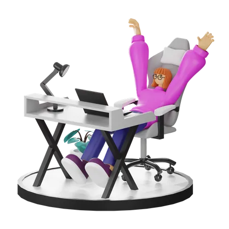 Femme se relaxant après le travail  3D Illustration